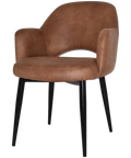 Mulberry Armchair Black Metal 4 Leg With Eastwood Tan Shell, Viewed From Front Angle