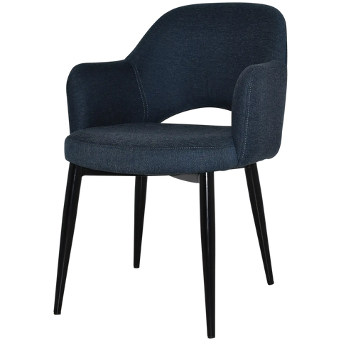 Mulberry Armchair Black Metal 4 Leg With Gravity Navy Shell, Viewed From Front Angle