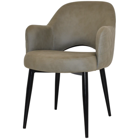Mulberry Armchair Black Metal 4 Leg With Pelle Benito Sage Shell, Viewed From Front Angle