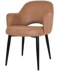 Mulberry Armchair Black Metal 4 Leg With Pelle Benito Tan Shell, Viewed From Front Angle
