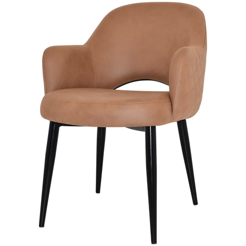 Mulberry Armchair Black Metal 4 Leg With Pelle Benito Tan Shell, Viewed From Front Angle