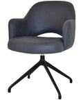 Mulberry Armchair Black Trestle With Pelle Benito Navy Shell, Viewed From Front Angle