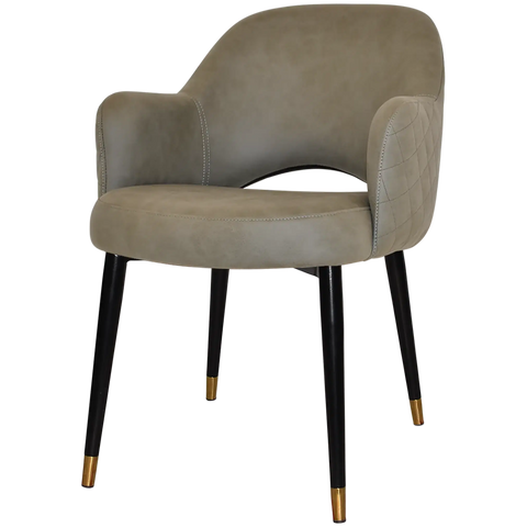 Mulberry Armchair Black With Brass Tip Metal 4 Leg With Pelle Benito Sage Shell, Viewed From Front Angle