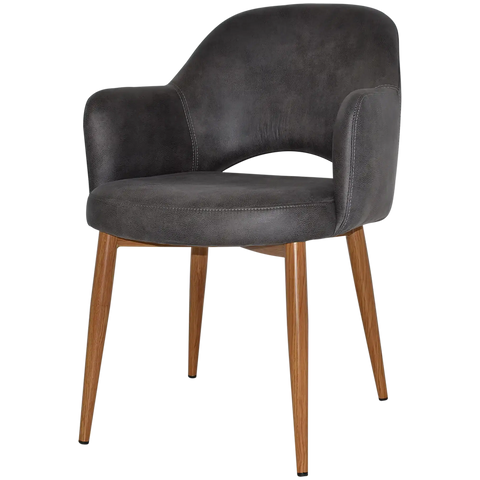 Mulberry Armchair Light Oak Metal 4 Leg With Eastwood Slate Shell, Viewed From Front Angle