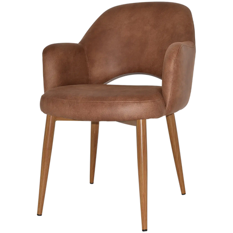 Mulberry Armchair Light Oak Metal 4 Leg With Eastwood Tan Shell, Viewed From Front Angle