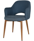 Mulberry Armchair Light Oak Metal 4 Leg With Gravity Denim Shell, Viewed From Front Angle