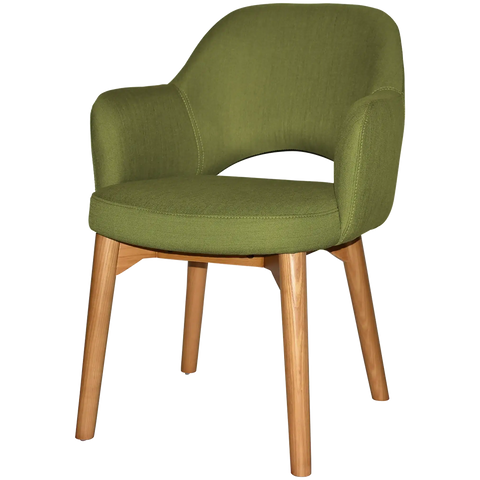 Mulberry Armchair Light Oak Timber 4 Leg With Custom Upholstery, Viewed From Front Angle