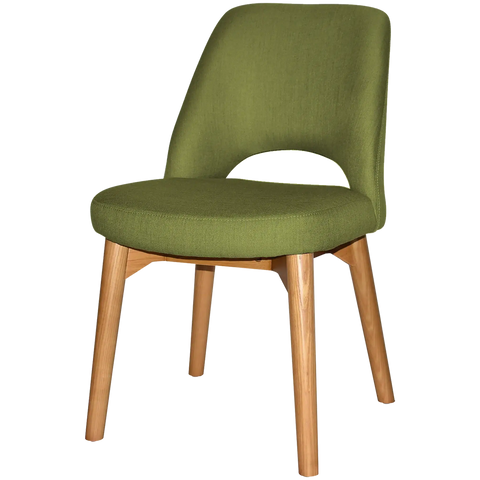 Mulberry Chair With Custom Upholstery And Light Oak Timber 4 Leg Frame, Viewed From Front Angle