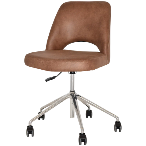 Mulberry Side Chair 5 Way Aluminium Office Base On Castors With Eastwood Tan Shell, Viewed From Angle In Front