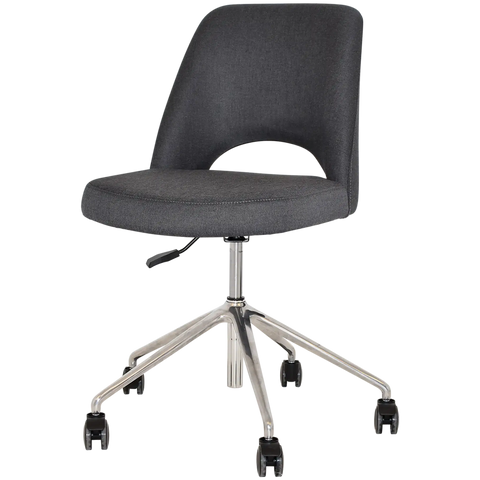 Mulberry Side Chair 5 Way Aluminium Office Base On Castors With Gravity Slate Shell, Viewed From Angle In Front