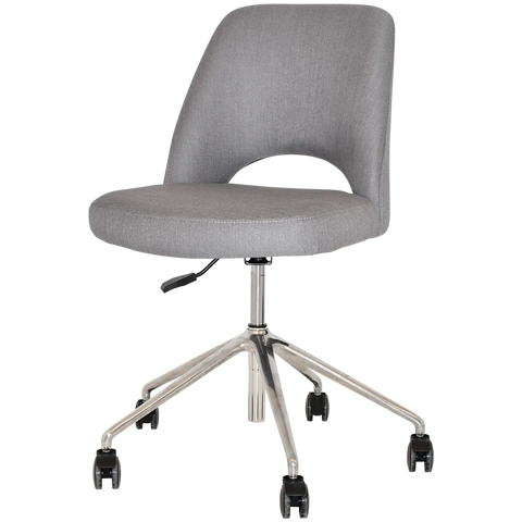 Mulberry Side Chair 5 Way Aluminium Office Base On Castors With Gravity Steel Shell, Viewed From Angle In Front