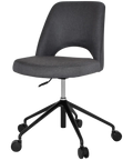 Mulberry Side Chair 5 Way Black Office Base On Castors With Gravity Slate Shell, Viewed From Angle In Front