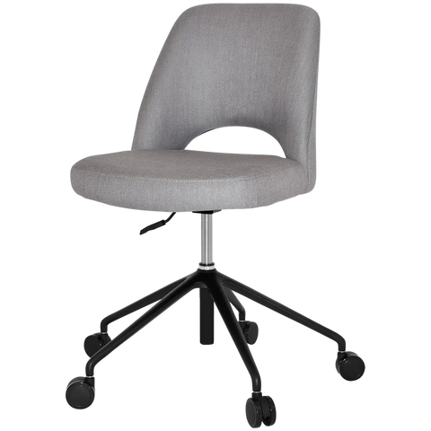 Mulberry Side Chair 5 Way Black Office Base On Castors With Gravity Steel Shell, Viewed From Angle In Front