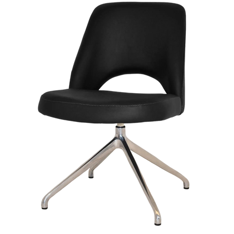 Mulberry Side Chair Aluminium Trestle With Black Vinyl Shell, Viewed From Angle In Front