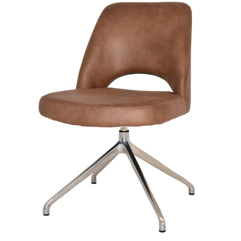 Mulberry Side Chair Aluminium Trestle With Eastwood Tan Shell, Viewed From Angle In Front