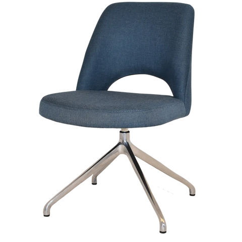 Mulberry Side Chair Aluminium Trestle With Gravity Denim Shell, Viewed From Angle In Front