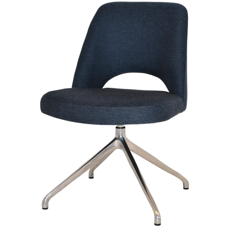 Mulberry Side Chair Aluminium Trestle With Gravity Navy Shell, Viewed From Angle In Front