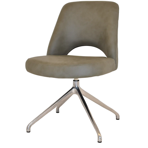 Mulberry Side Chair Aluminium Trestle With Pelle Benito Sage Shell, Viewed From Angle In Front