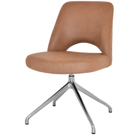 Mulberry Side Chair Aluminium Trestle With Pelle Benito Tan Shell, Viewed From Angle In Front