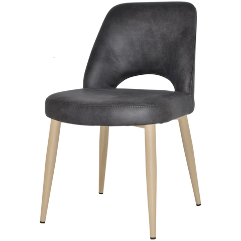 Mulberry Side Chair Birch Metal 4 Leg With Eastwood Slate Shell, Viewed From Angle In Front