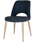 Mulberry Side Chair Birch Metal 4 Leg With Gravity Navy Shell, Viewed From Angle In Front