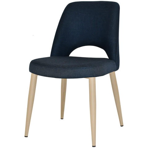 Mulberry Side Chair Birch Metal 4 Leg With Gravity Navy Shell, Viewed From Angle In Front