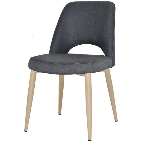 Mulberry Side Chair Birch Metal 4 Leg With Gravity Slate Shell, Viewed From Angle In Front