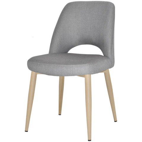 Mulberry Side Chair Birch Metal 4 Leg With Gravity Steel Shell, Viewed From Angle In Front