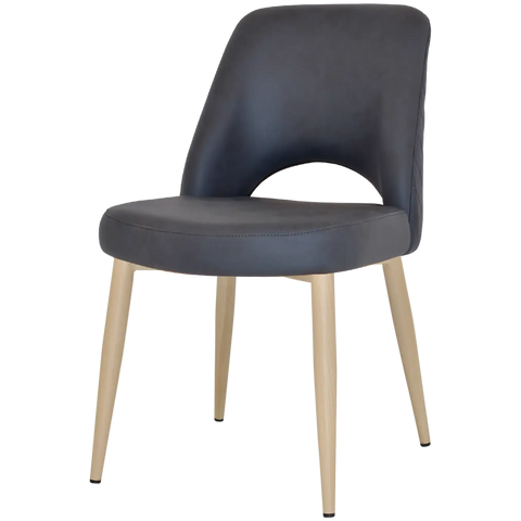 Mulberry Side Chair Birch Metal 4 Leg With Pelle Benito Navy Shell, Viewed From Angle In Front