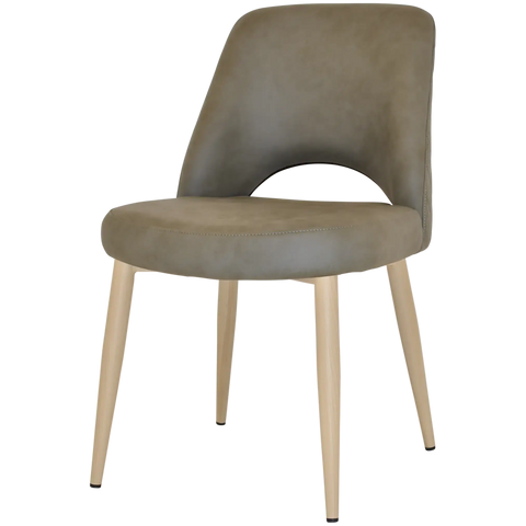 Mulberry Side Chair Birch Metal 4 Leg With Pelle Benito Sage Shell, Viewed From Angle In Front