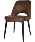 Mulberry Side Chair Black Metal 4 Leg With Eastwood Bison Shell, Viewed From Angle In Front