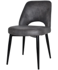 Mulberry Side Chair Black Metal 4 Leg With Eastwood Slate Shell, Viewed From Angle In Front