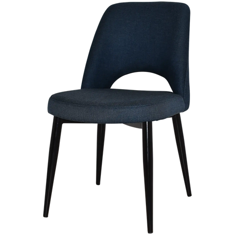 Mulberry Side Chair Black Metal 4 Leg With Gravity Navy Shell, Viewed From Angle In Front