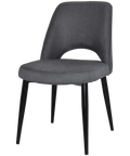 Mulberry Side Chair Black Metal 4 Leg With Gravity Slate Shell, Viewed From Angle In Front