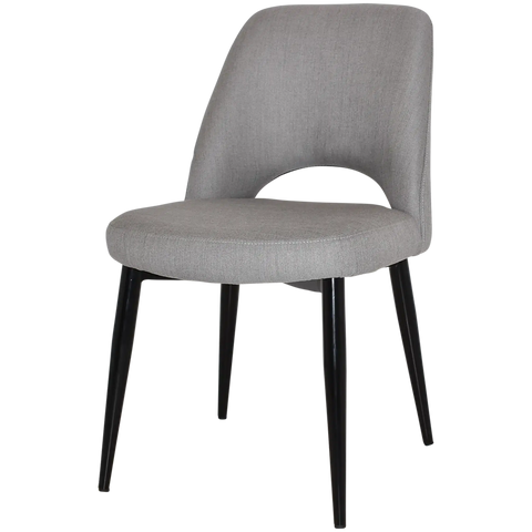 Mulberry Side Chair Black Metal 4 Leg With Gravity Steel Shell, Viewed From Angle In Front