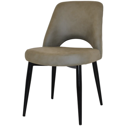 Mulberry Side Chair Black Metal 4 Leg With Pelle Benito Sage Shell, Viewed From Angle In Front