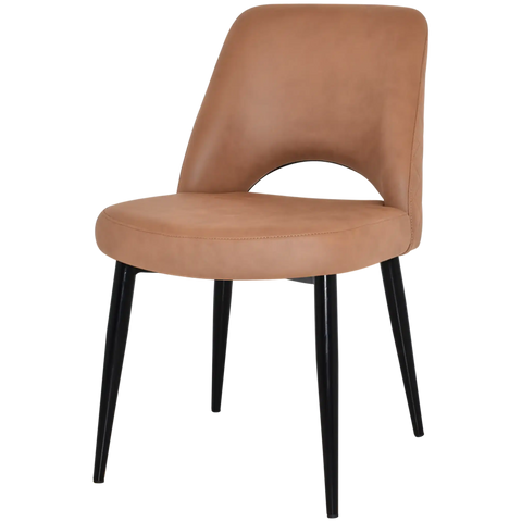 Mulberry Side Chair Black Metal 4 Leg With Pelle Benito Tan Shell, Viewed From Angle In Front