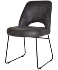 Mulberry Side Chair Black Sled Base With Eastwood Slate Shell, Viewed From Angle In Front