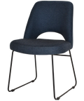 Mulberry Side Chair Black Sled Base With Gravity Navy Shell, Viewed From Angle In Front