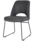 Mulberry Side Chair Black Sled Base With Gravity Slate Shell, Viewed From Angle In Front