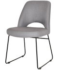 Mulberry Side Chair Black Sled Base With Gravity Steel Shell, Viewed From Angle In Front