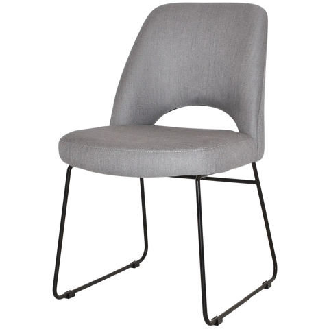 Mulberry Side Chair Black Sled Base With Gravity Steel Shell, Viewed From Angle In Front
