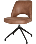 Mulberry Side Chair Black Trestle With Eastwood Tan Shell, Viewed From Angle In Front
