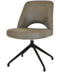 Mulberry Side Chair Black Trestle With Pelle Benito Sage Shell, Viewed From Angle In Front