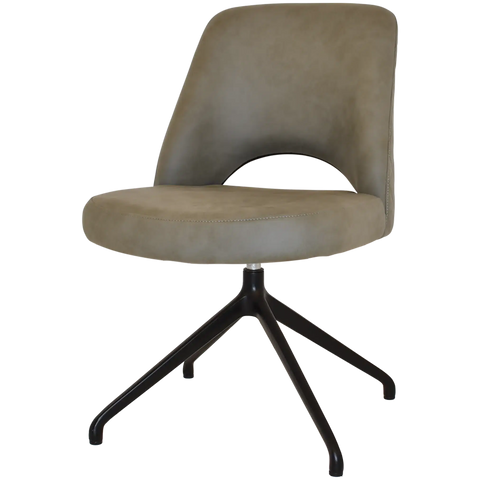 Mulberry Side Chair Black Trestle With Pelle Benito Sage Shell, Viewed From Angle In Front