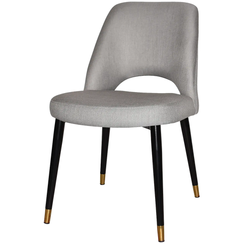 Mulberry Side Chair Black With Brass Tip Metal 4 Leg With Gravity Steel Shell, Viewed From Angle In Front