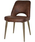 Mulberry Side Chair Brass Metal 4 Leg With Eastwood Bison Shell, Viewed From Angle In Front