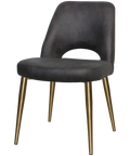 Mulberry Side Chair Brass Metal 4 Leg With Eastwood Slate Shell, Viewed From Angle In Front