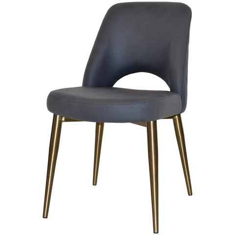 Mulberry Side Chair Brass Metal 4 Leg With Pelle Benito Navy Shell, Viewed From Angle In Front