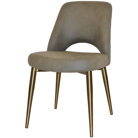 Mulberry Side Chair Brass Metal 4 Leg With Pelle Benito Sage Shell, Viewed From Angle In Front